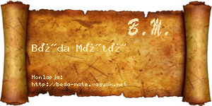 Béda Máté névjegykártya